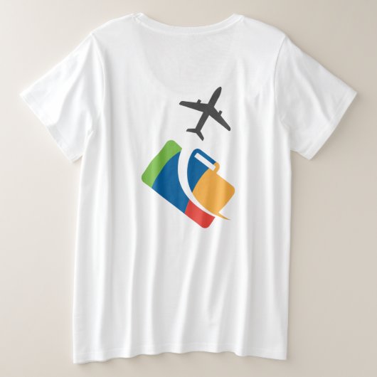 飛行機のテーマのかわいいデザイン プラスサイズTシャツ (デザイン裏面)
