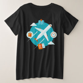 飛行機のテーマのかわいいデザイン プラスサイズTシャツ