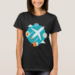 飛行機のテーマのかわいいデザイン Tシャツ