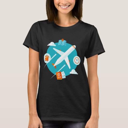 飛行機のテーマのかわいいデザイン Tシャツ (正面)