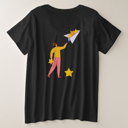 飛行機のテーマデザイン プラスサイズTシャツ (デザイン裏面)