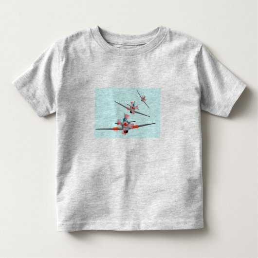 「飛行機のドッグファイト」子供用Tシャツ。 トドラーTシャツ (正面)