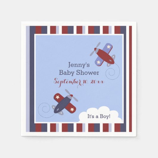 飛行機のナプキンに沿ったズーカスタマイズミング スタンダードカクテルナプキン (正面)