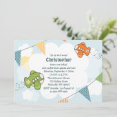 飛行機のバースデーパーティ招待状 招待状 (スタンド正面)