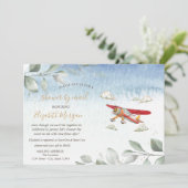 飛行機のバーチャルベビーシャワー(郵便) 招待状 (スタンド正面)