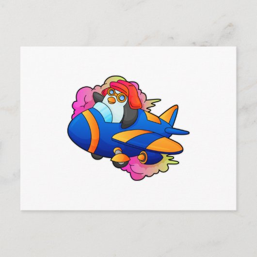 飛行機のパイロットとしてのアヒル ポストカード (正面)