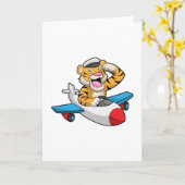 飛行機のパイロットとして虎 カード (黄色い花)