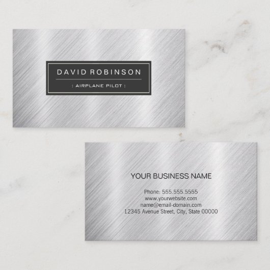 飛行機のパイロットモダン – つや消しメタル外観 名刺 (正面/裏面)
