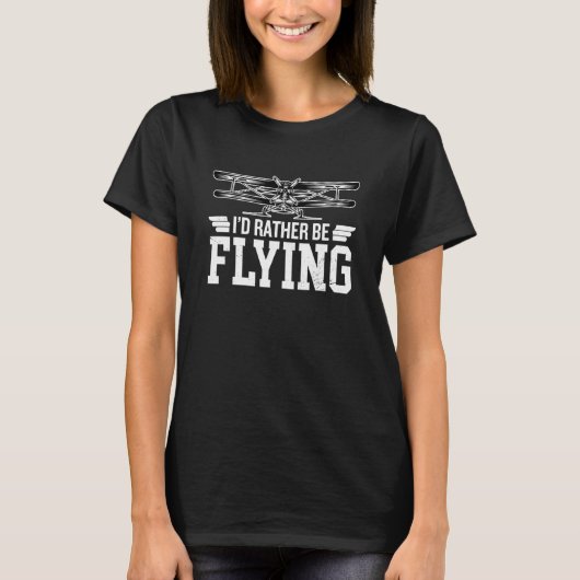 飛行機のパイロット飛んでいるだ Tシャツ (正面)