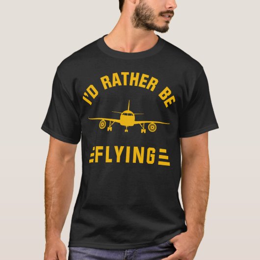 飛行機のパイロット飛んでいるTシャツだおもしろい Tシャツ (正面)