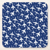 飛行機のパタクールーン（青と白） スクエアペーパーコースター (正面)
