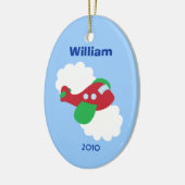 飛行機のパーソナライズな一流のクリスマスツリーのオーナメント セラミックオーナメント (左)