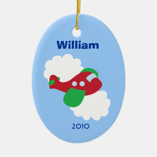 飛行機のパーソナライズな一流のクリスマスツリーのオーナメント セラミックオーナメント (正面)