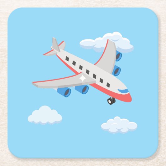 飛行機のパーティー収集！ スクエアペーパーコースター (正面)