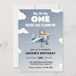 飛行機のファーストバースデーパーティー 招待状