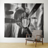 飛行機のプロペラ　黒と白 タペストリー (インサイチュ(横))