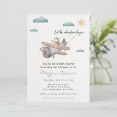 飛行機のベイビーシャワーの招待状　旅行 招待状 (スタンド正面)