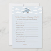 飛行機のベイビーシャワー 誰がママのことを一番知っている？ゲーム 招待状 (正面)