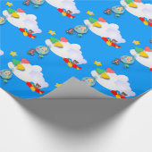 飛行機のベビーおよび気球およびくま ラッピングペーパー (角)