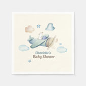 飛行機のベビーシャワーでかわいいテディベア スタンダードカクテルナプキン (正面)