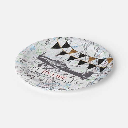 飛行機のベビーシャワーのプレート ペーパープレート (アングル)