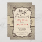 飛行機のベビーシャワーの招待状のヴィンテージのレトロ 招待状 (正面/裏面)