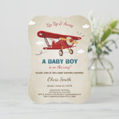 飛行機のベビーシャワーの招待状旅行冒険 招待状 (スタンド正面)