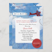 飛行機のベビーシャワーの招待状 招待状 (正面/裏面)