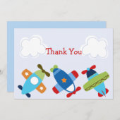 飛行機のベビーシャワーサンキューカード サンキューカード (正面/裏面)