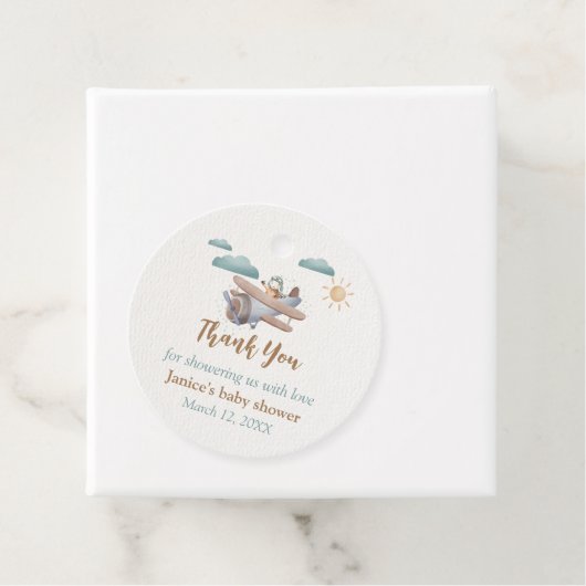 飛行機のベビーシャワーメッセージカード フェイバータグ (インサイチュ)