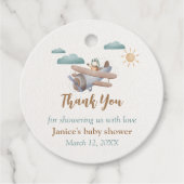 飛行機のベビーシャワーメッセージカード フェイバータグ (正面)