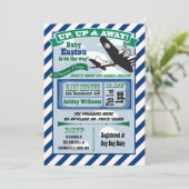 飛行機のベビーシャワー招待チケットカスタム 招待状 (スタンド正面)