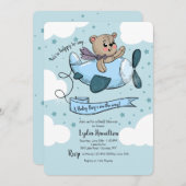 飛行機のベビーシャワー招待状 招待状 (正面/裏面)