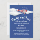 飛行機のベビーシャワー旅行少年青い赤 招待状 (正面)