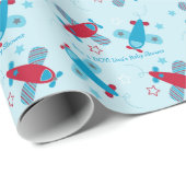 飛行機のベビーシャワー ラッピングペーパー (ロールコーナー)