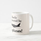 飛行機のマグに気を取られる コーヒーマグカップ (正面右)