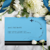 飛行機のルート目的地のウェディングフォト 案内ポストカード