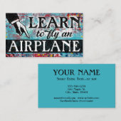 飛行機のレッスンを飛ばす – Aqua Blue Business Card 名刺 (正面/裏面)