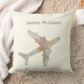 飛行機のワールドマップ名前をカスタムする クッション (ブランケット)