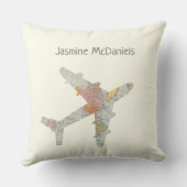 飛行機のワールドマップ名前をカスタムする クッション (裏面)