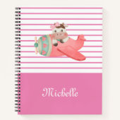 飛行機の中でかわいい水色の牛の名前とお洒落、 ノートブック (正面)