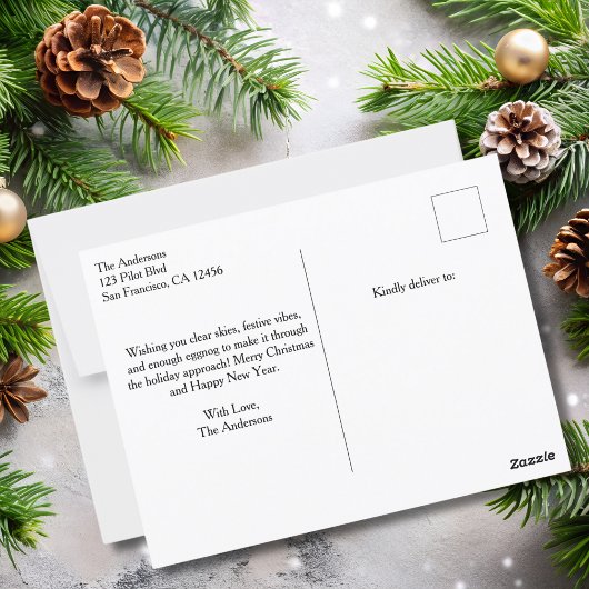 飛行機の中で笑えるクリスマスツリー 家族の写真2 ポストカード