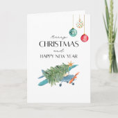 飛行機の中のクリスマスツリーと家族写真が面白すぎる カード (正面)