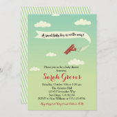 飛行機の交通 赤ちゃん歓迎会 招待状 (正面/裏面)