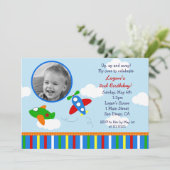 飛行機の写真の誕生日の招待状 招待状 (スタンド正面)