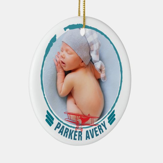 飛行機の写真パーソナライズされた セラミックオーナメント (右)