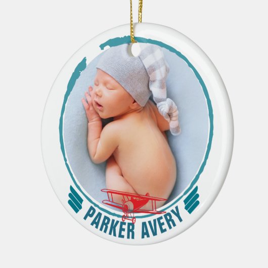 飛行機の写真パーソナライズされた セラミックオーナメント (左)