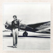 飛行機の写真、かっこいい航空の楽しみ ガラスコースター (正面)