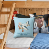 飛行機の写真 ハグ するまで着陸 する 可愛い 青い少年 クッション