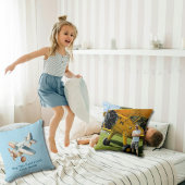 飛行機の写真 ハグ するまで着陸 する 可愛い 青い少年 クッション